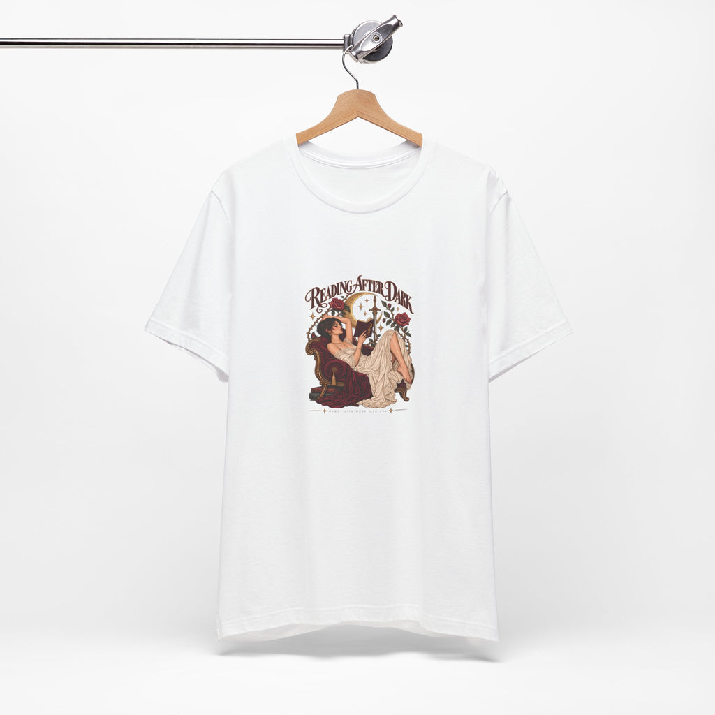 Reading After Dark, Magic T-Shirt — Bookish Art Tee Pixie Hair