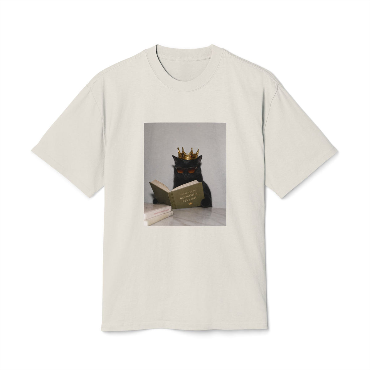 Crowned Cat Reading Tee | Book Lover Cat Meme