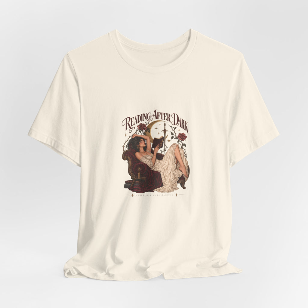 Reading After Dark Tee — Vintage Moonlit Magic Booklover Graphic T-Shirt