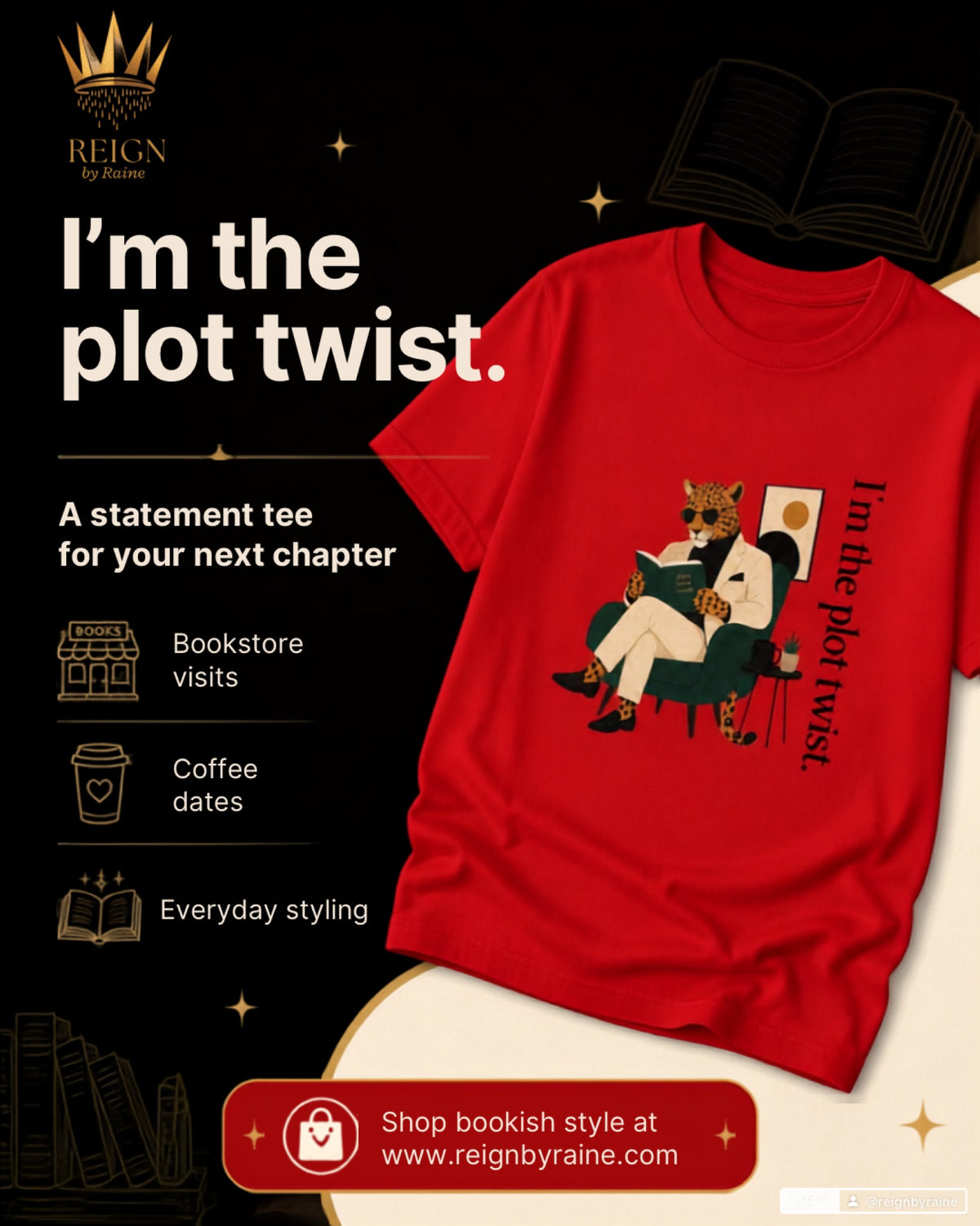 T-Shirt — "I’m the Plot Twist" Leopard Graphic Tee