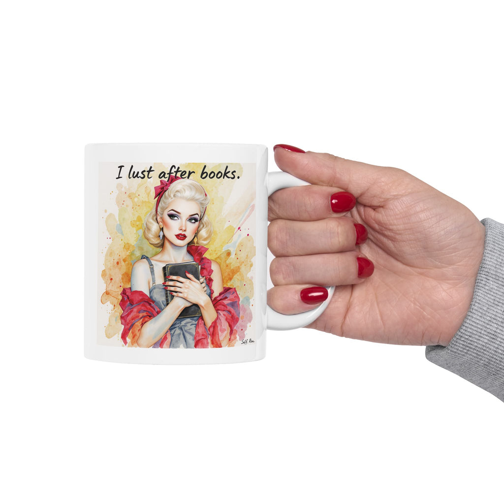 I lust after books | Watercolour Illustration Ceramic Mug
