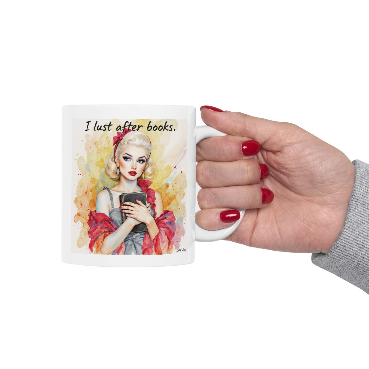 I lust after books | Watercolour Illustration Ceramic Mug