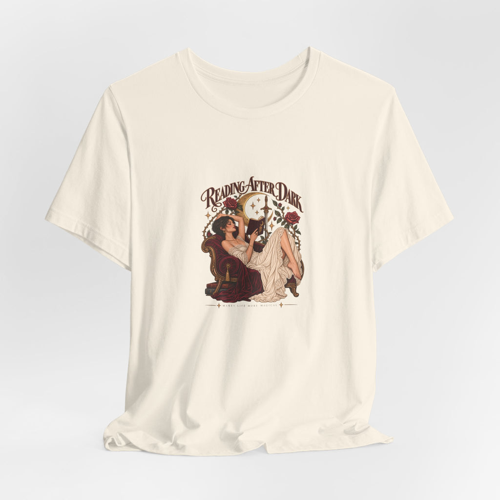 Reading After Dark, Magic T-Shirt — Bookish Art Tee Pixie Hair