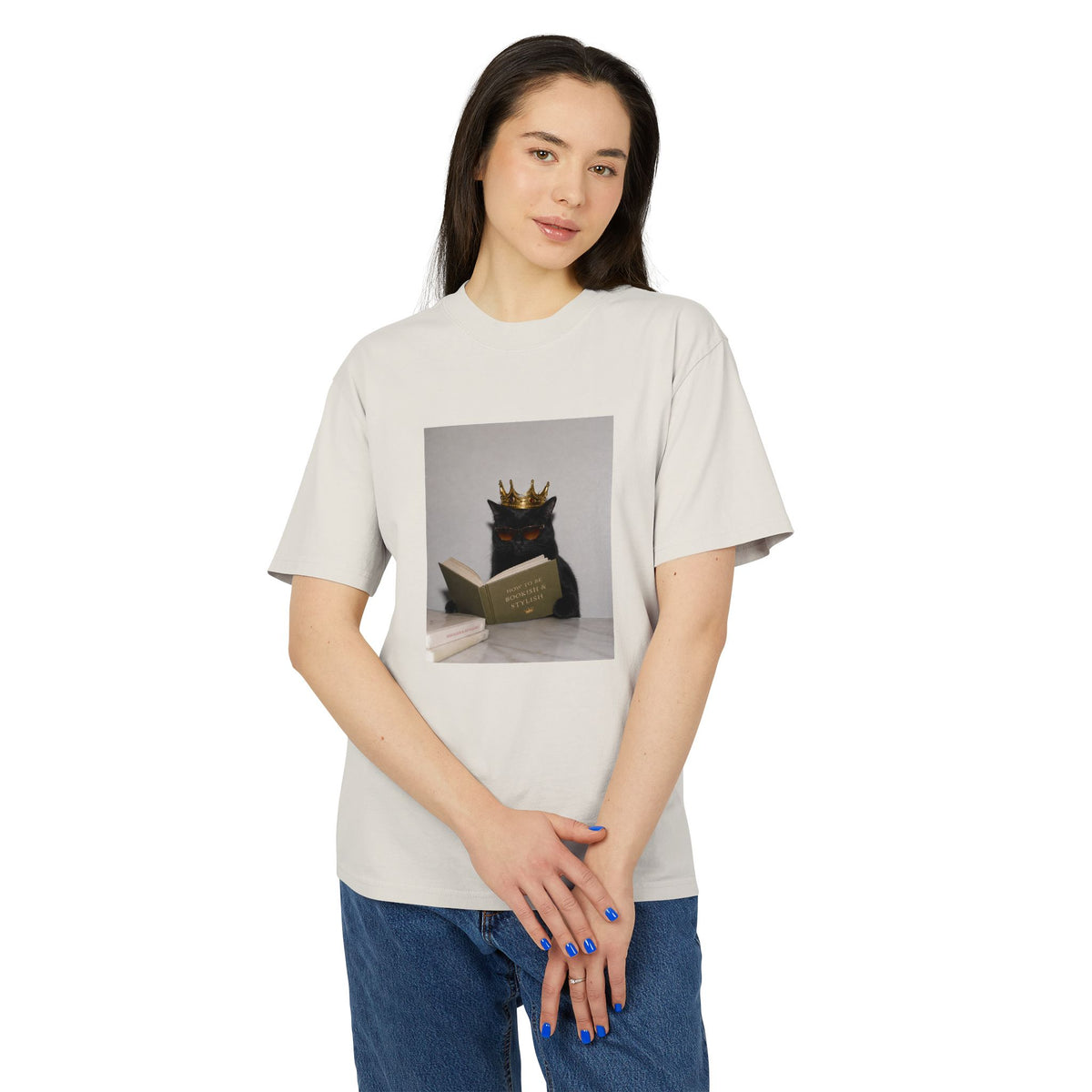 Crowned Cat Reading Tee | Book Lover Cat Meme