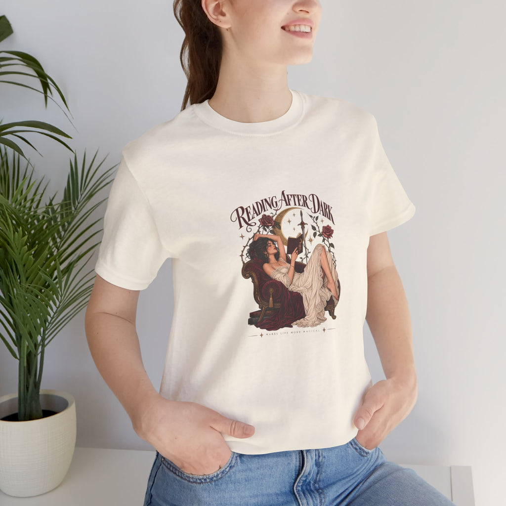 Reading After Dark Tee — Vintage Moonlit Magic Booklover Graphic T-Shirt