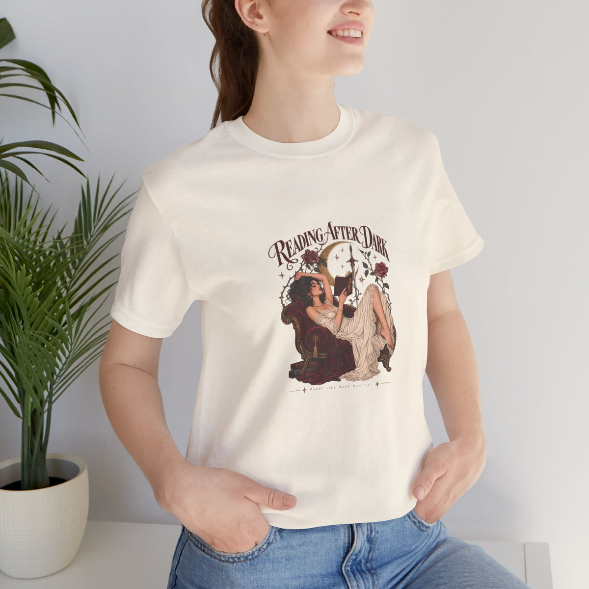 Reading After Dark Tee — Vintage Moonlit Magic Booklover Graphic T-Shirt