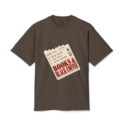 Books & Black Coffee Graphic Tee — Vintage Ticket Design for Book Lovers