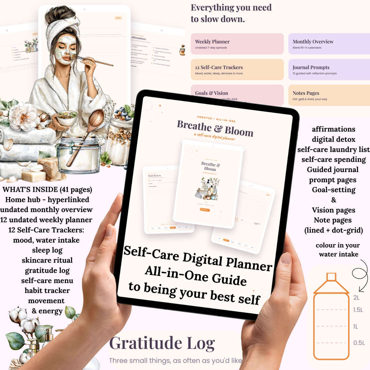 BREATHE & BLOOM Self-Care Digital Planner