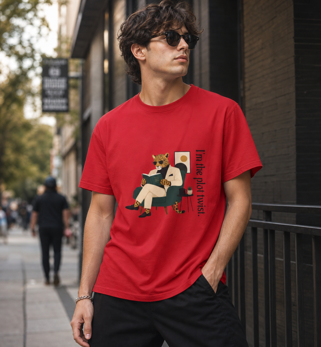 T-Shirt — "I’m the Plot Twist" Leopard Graphic Tee