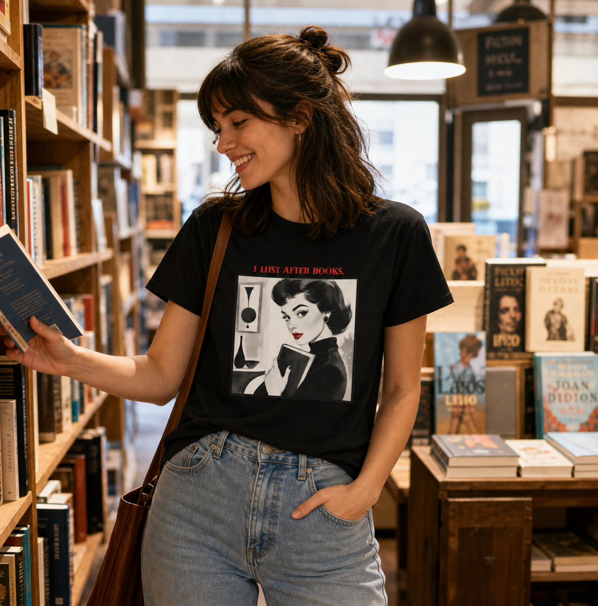 Book Lover T-Shirt — “I Lust After Books” Retro Vintage Graphic Tee