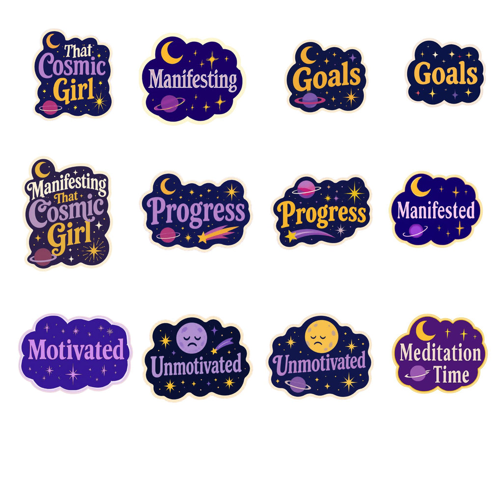 Cosmic Edit Digital Planner: Undated, Hyperlinked, Manifesting Stickers (Digital Download)