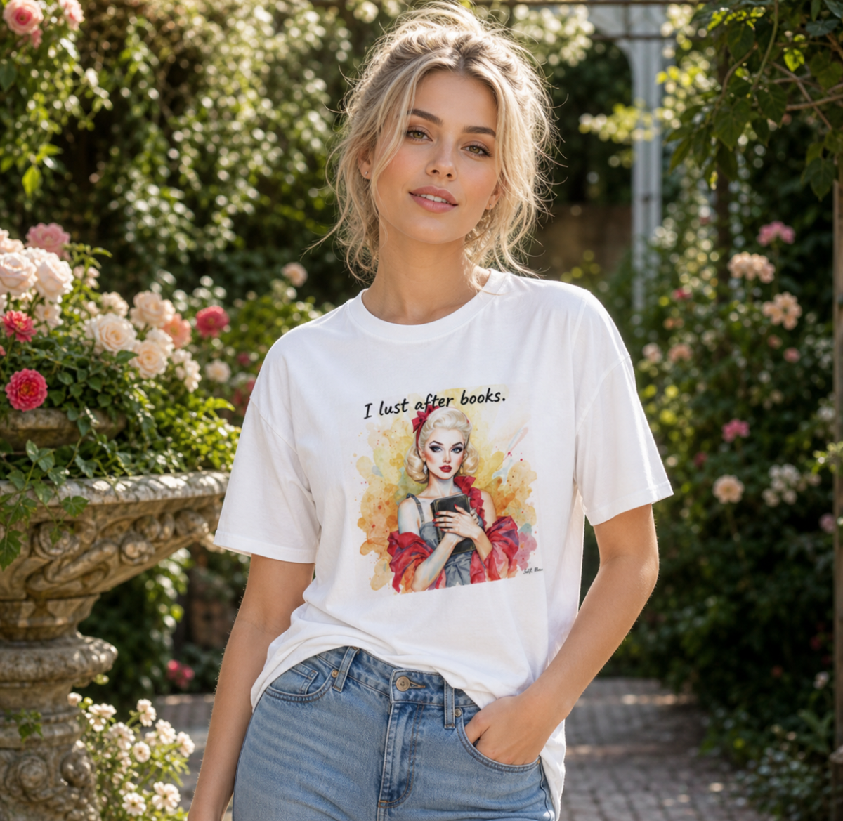 I Lust After Books - Watercolour Tee