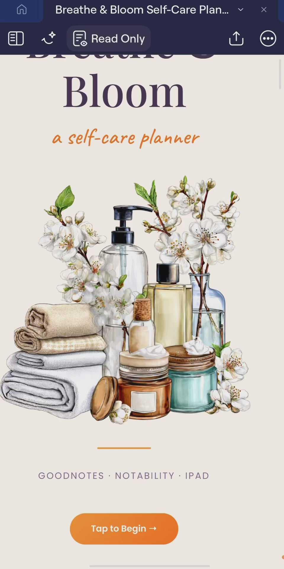 BREATHE & BLOOM Self-Care Digital Planner