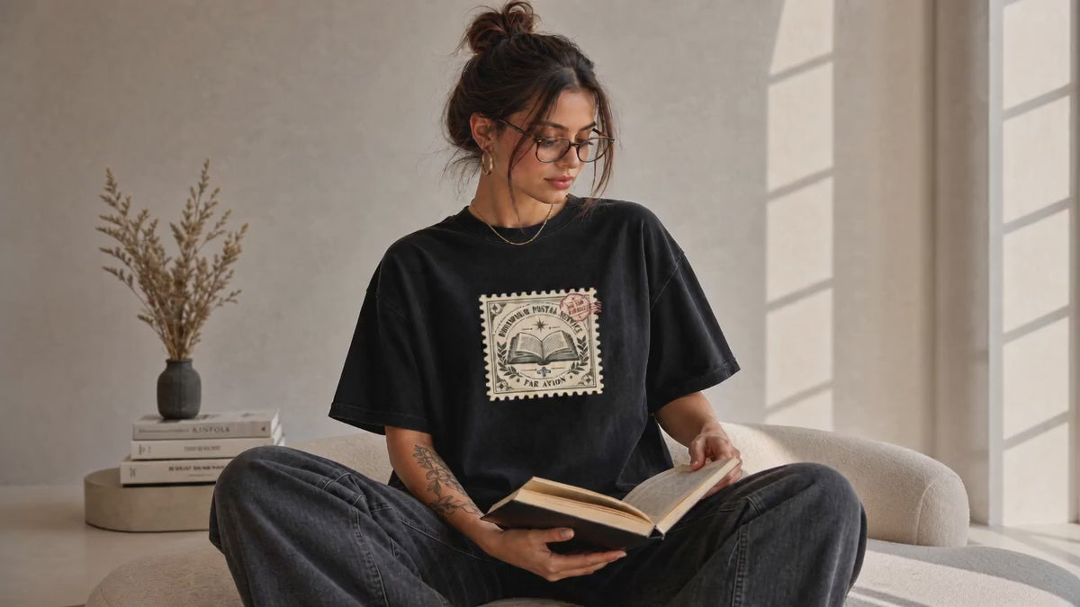 Bookworm Postal Service - Oversized Vintage Tee